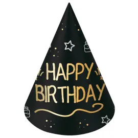 Happy Birthday Festhatte Sort 6-pak