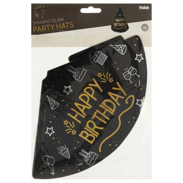 Happy Birthday Festhatte Sort 6-pak