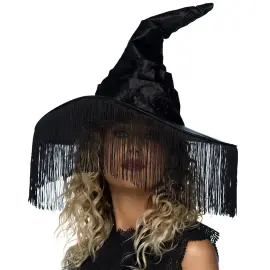 Sort Heksehat med Frynser