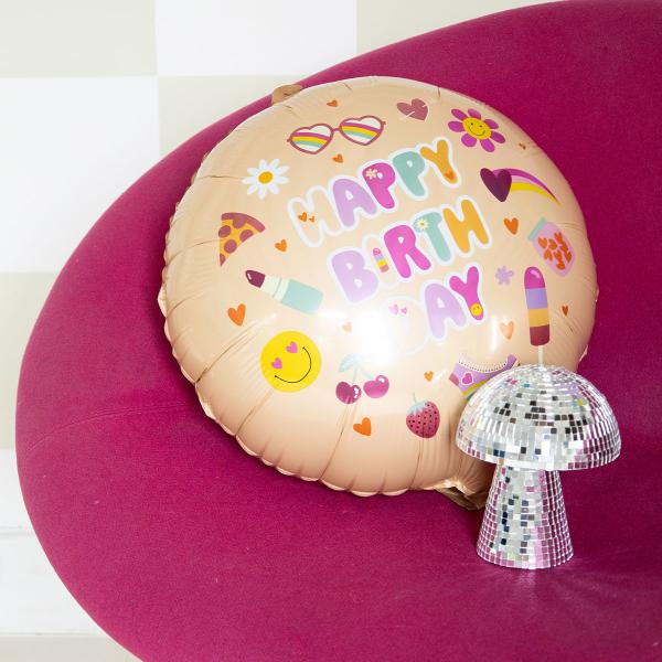 Rund Folieballon Happy Birthday Boho Girlz