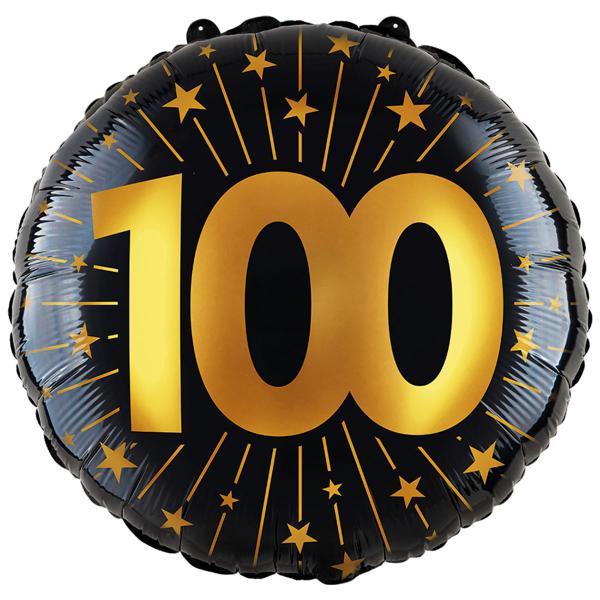 Folieballon med Stjerner og Tallet 100