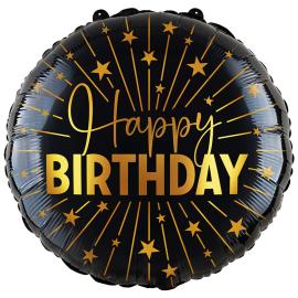 Happy Birthday Folieballon med Stjerner