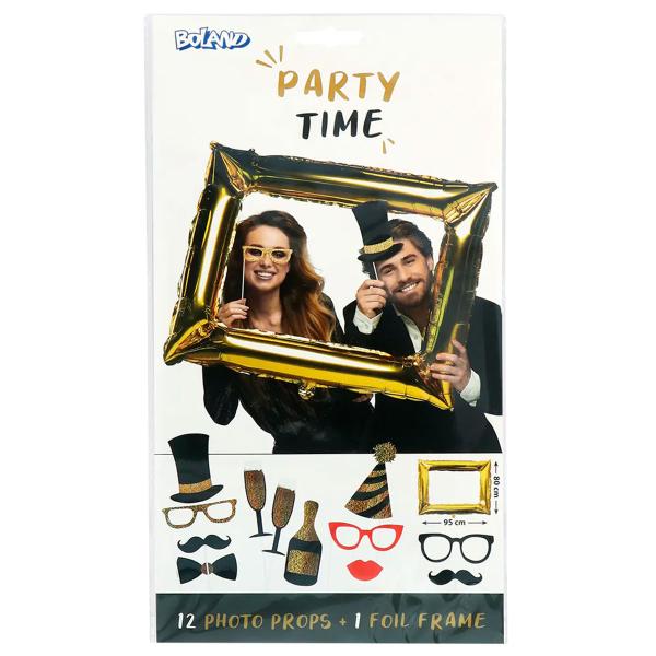 Fotoprops med Ballon Guld/Sort 13-pak