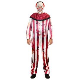 Stribet Klovnekostume med Maske