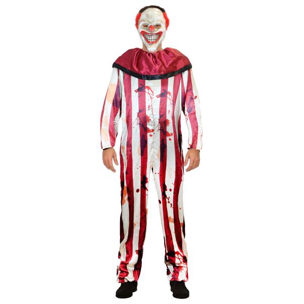 Stribet Klovnekostume med Maske
