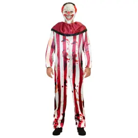 Stribet Klovnekostume med Maske