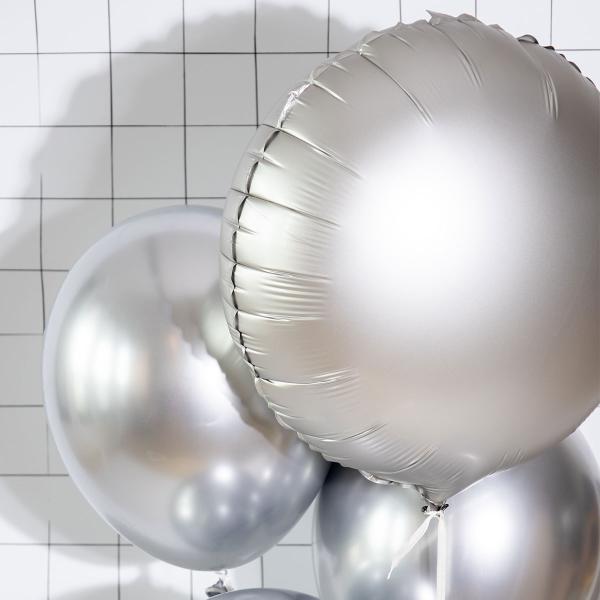 Rund Folieballon Månesølv Mat