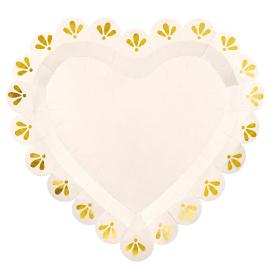 Paptallerkener Hjerte Lys Creme 26 x 24,5 cm 6-pak
