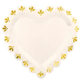Paptallerkener Hjerte Lys Creme 26 x 24,5 cm 6-pak