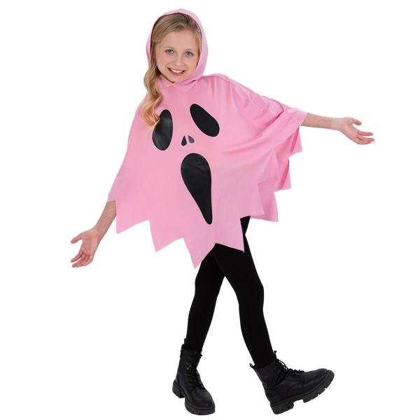 Lyserødt Spøgelse Poncho til Børn