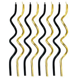 Snoede Kagelys Guld & Sort 8-pak