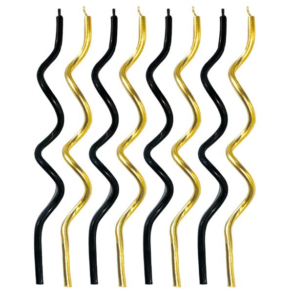 Snoede Kagelys Guld & Sort 8-pak