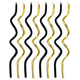 Snoede Kagelys Guld & Sort 8-pak