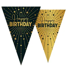 Happy Birthday Vimpelguirlande med Stjerner