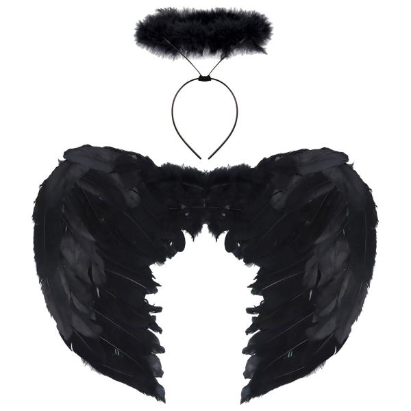 Sorte Englevinger med Gloria Sæt