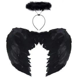 Sorte Englevinger med Gloria S&aelig;t