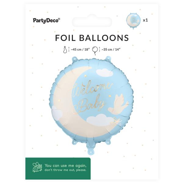 Folieballon Welcome Baby Lyseblå Rund 35 cm