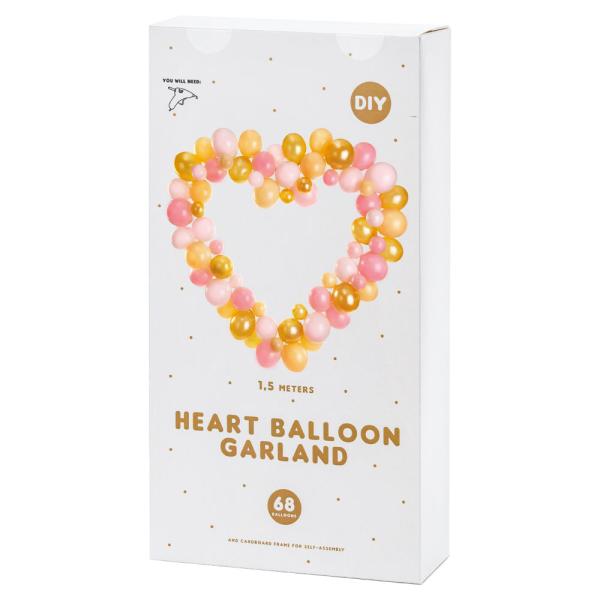 Ballonguirlande Hjerte Pink & Guld