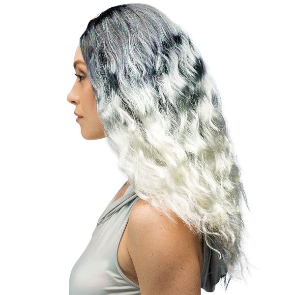 Sort og Hvid Paryk med Glitterstriber