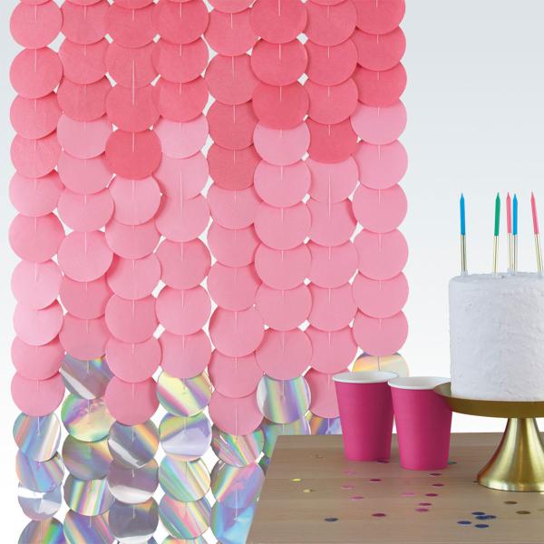 Party Backdrop Lyserød/Iriserende 170x80 cm