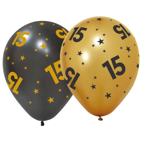 Latexballoner med Stjerner & Tallet 15 6-pak
