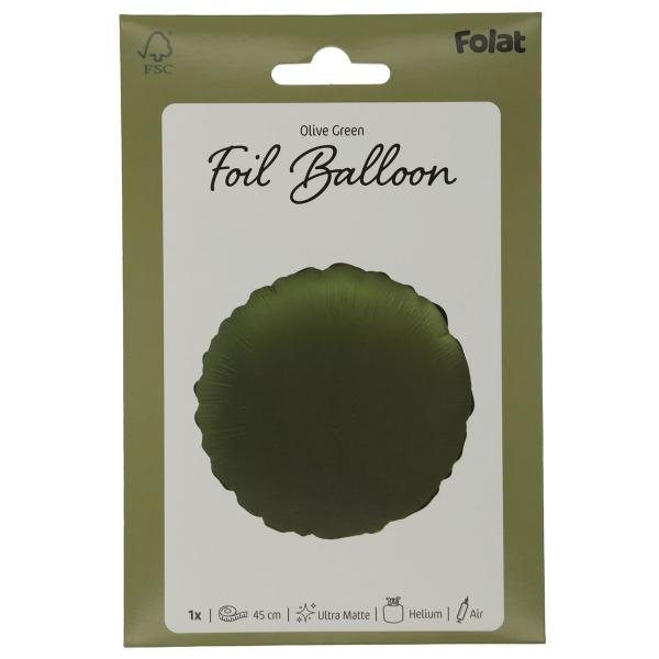 Rund Folieballon Olivengrøn Mat