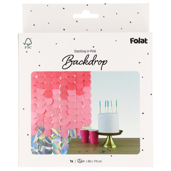 Party Backdrop Lyserød/Iriserende 170x80 cm