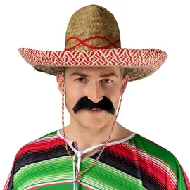 Mexicansk Sombrero Stråhat Beige/Rød