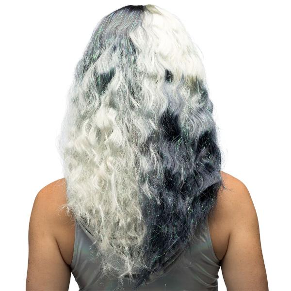 Sort og Hvid Paryk med Glitterstriber