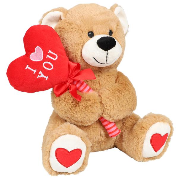 Beige Bamse med Ballonhjerte 25 cm