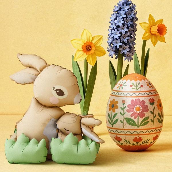 Stående Folieballoner Kaniner med Blade 51x60 cm