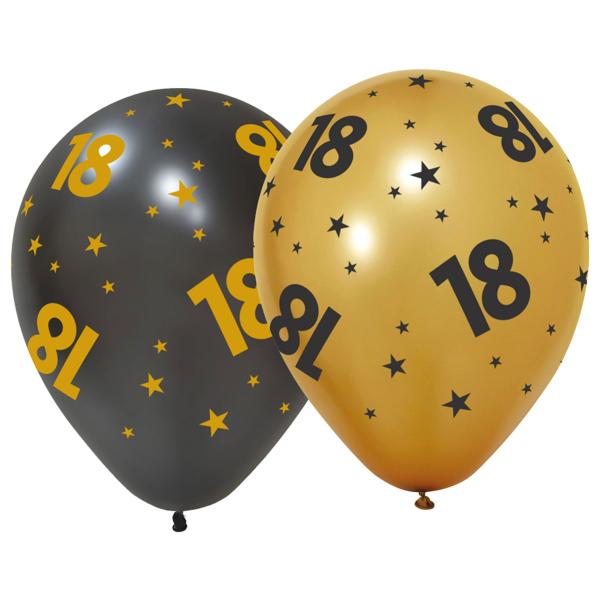 Latexballoner med Stjerner & Tallet 18 6-pak