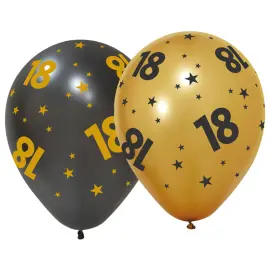 Latexballoner med Stjerner & Tallet 18 6-pak