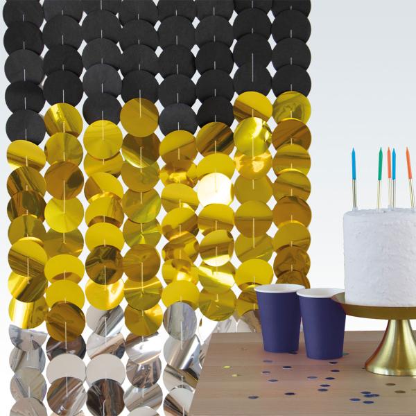 Party Backdrop Sort/Guld/Sølv 170x80 cm