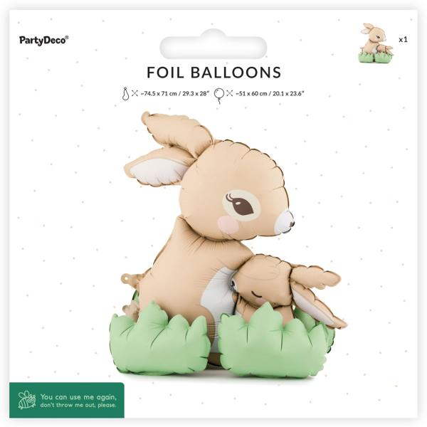 Stående Folieballoner Kaniner med Blade 51x60 cm