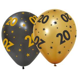 Latexballoner med Stjerner & Tallet 20 6-pak