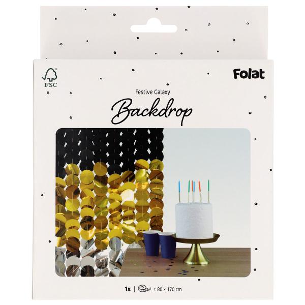 Party Backdrop Sort/Guld/Sølv 170x80 cm