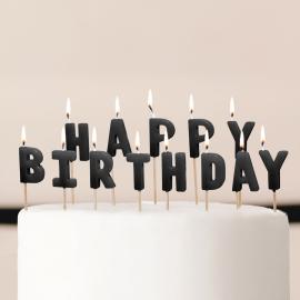 Bogstav Lys Happy Birthday Sort