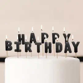 Bogstav Lys Happy Birthday Sort