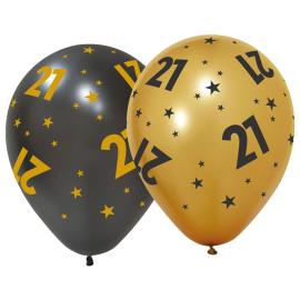Latexballoner med Stjerner & Tallet 21 6-pak