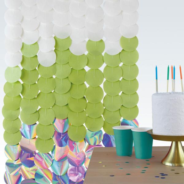 Party Backdrop Hvid/Grøn/Iriserende 170x80 cm