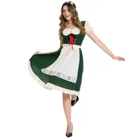 Kjole Oktoberfest Gr&oslash;n/Hvid