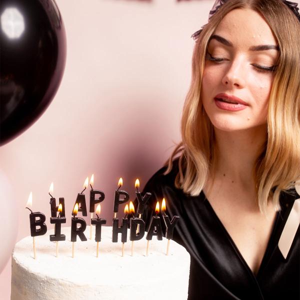 Bogstav Lys Happy Birthday Sort