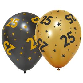 Latexballoner med Stjerner & Tallet 25 6-pak