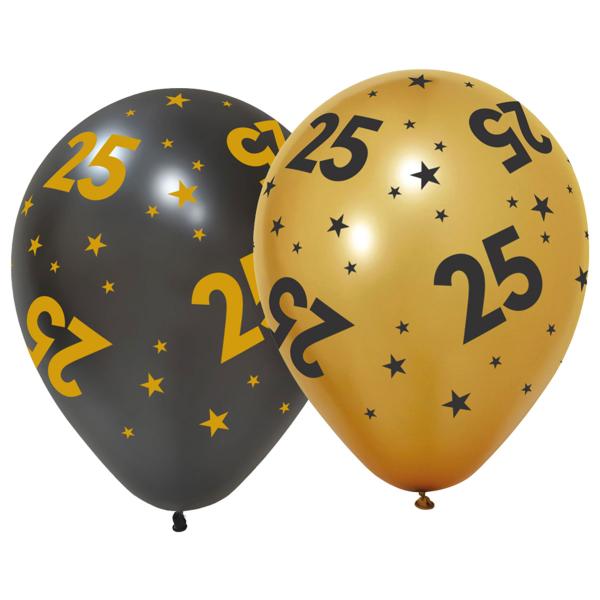 Latexballoner med Stjerner & Tallet 25 6-pak