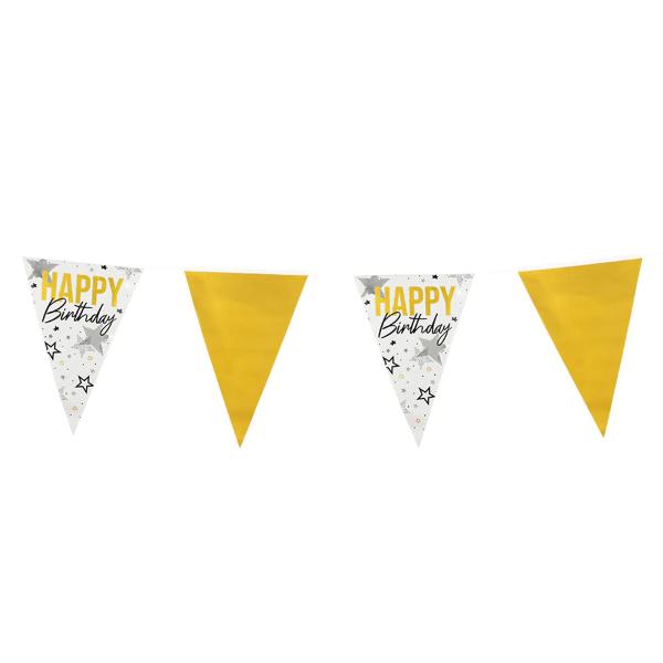 Vimpelguirlande Happy Birthday Stjerner
