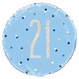 21 &Aring;rs Folieballon Bl&aring; & S&oslash;lv