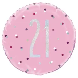 21 Års Folieballon Pink & Sølv