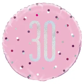 30 &Aring;rs Folieballon Pink & S&oslash;lv