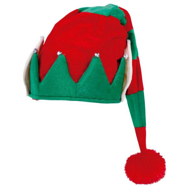 Stribet Nissehue med Ører og Bjælder